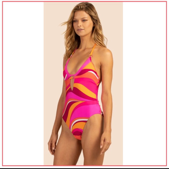 NWT TRINA TURK VIVID VISTA LAYERED HIGH LEG MALLIOT - Picture 3 of 12